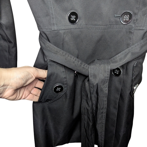 Banana Republic Petite XS Black Classic Trench Coat Belted Tailored - Picture 6 of 14